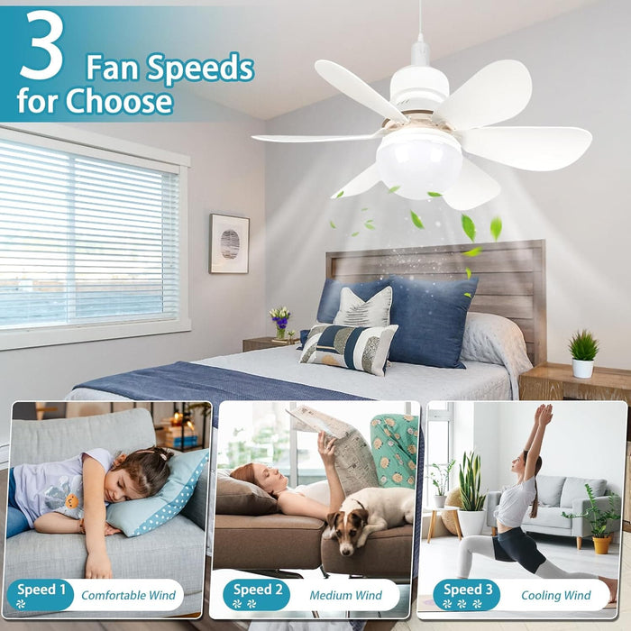 16.5 in. Screw In Small Ceiling Fan with Light for Living Room Bedroom, Dimmable Socket Fan Light with Remote-4-ErisView