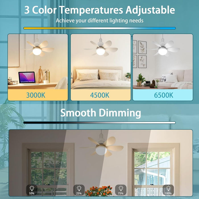 16.5 in. Screw In Small Ceiling Fan with Light for Living Room Bedroom, Dimmable Socket Fan Light with Remote-5-ErisView
