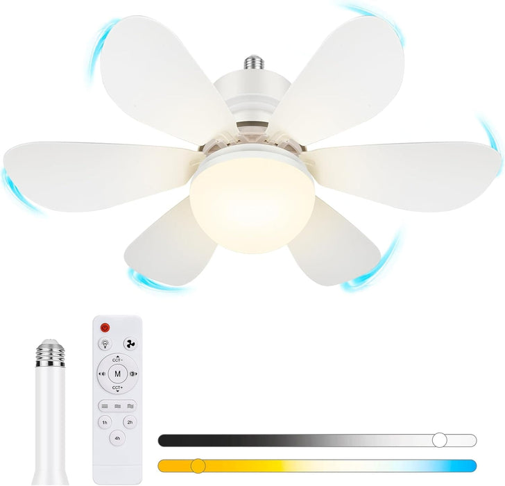 16.5 in. Screw In Small Ceiling Fan with Light for Living Room Bedroom, Dimmable Socket Fan Light with Remote-1-ErisView