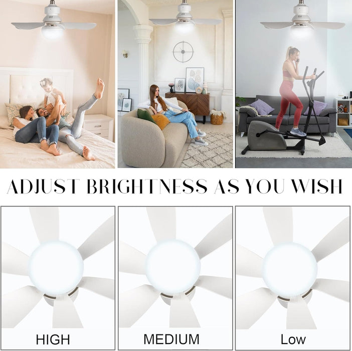 16.5 in. Socket Fan Light with Lights and Remote, Dimmable LED Ceiling Fan with Lights, Screw In Ceiling Fan for Bedroom Kitchen Living Room Closet-3-ErisView