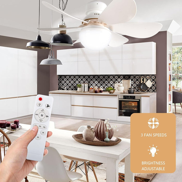 16.5 in. Socket Fan Light with Lights and Remote, Dimmable LED Ceiling Fan with Lights, Screw In Ceiling Fan for Bedroom Kitchen Living Room Closet-4-ErisView