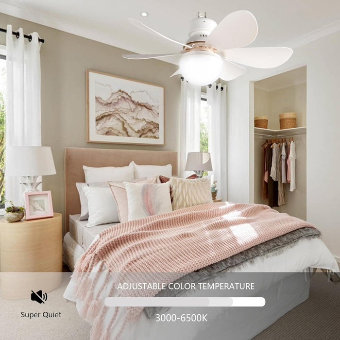 16.5 in. Socket Fan Light with Lights and Remote, Dimmable LED Ceiling Fan with Lights, Screw In Ceiling Fan for Bedroom Kitchen Living Room Closet-5-ErisView