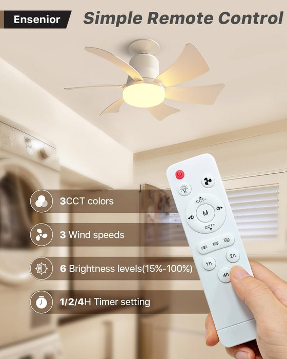 16.5 in. Socket Fan Light with Remote, Dimmable Socket Ceiling Fan for Bedroom Kitchen Living Room Fan-3-ErisView