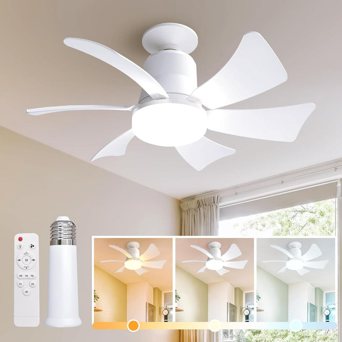 16.5 in. Socket Fan Light with Remote, Dimmable Socket Ceiling Fan for Bedroom Kitchen Living Room Fan-1-ErisView
