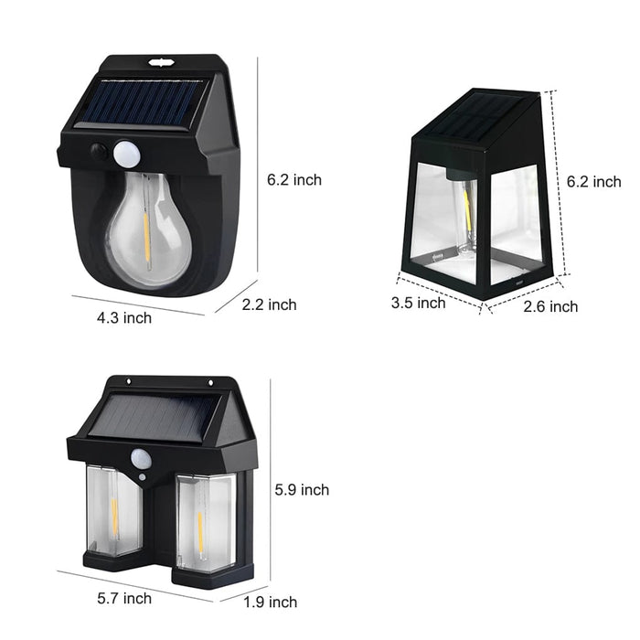Waterproof Tungsten Bulb Intelligent Three Modes Modern Solar Wall Lights