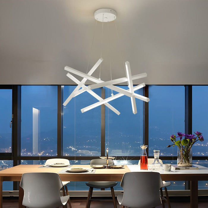 Modern LED Sputnik Stick Chandelier White Kitchen Dining Room Lighting