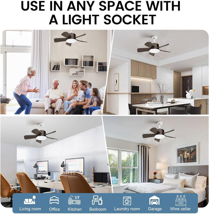 17 in. Small Ceiling Fan, Socket Fan Light and Remote, Bedroom Ceiling Fans, Kitchen Fans with Lights-6-ErisView