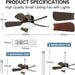 17 in. Small Ceiling Fan, Socket Fan Light and Remote, Bedroom Ceiling Fans, Kitchen Fans with Lights-8-ErisView