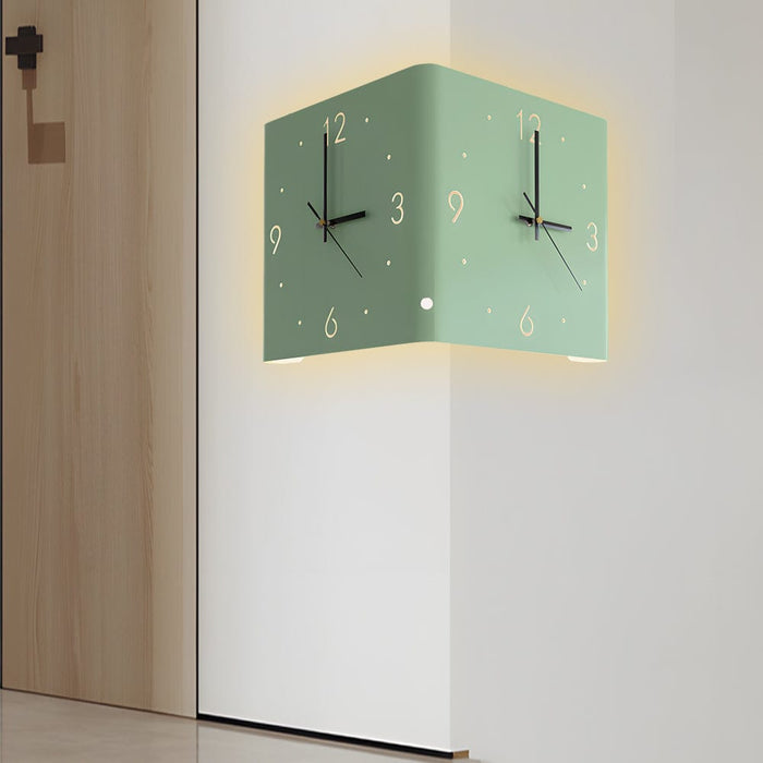 Mute USB Motion Sensor LED Foldable Double Sided Corner Wall Clock