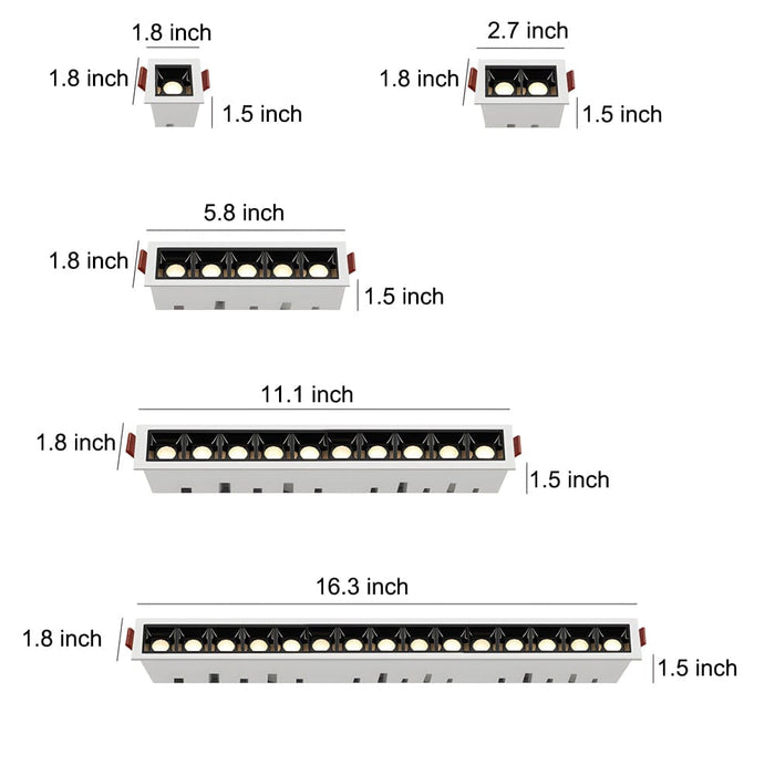 Modern LED Linear Recessed Ceiling Downlight. 1/2/5/10/15-Light