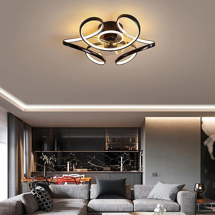 18 Flower Shaped Modern Ceiling Fans Light with Remote Chandelier with Fan