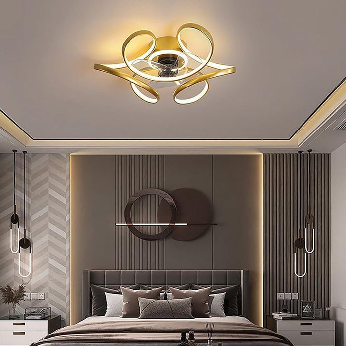 18 Flower Shaped Modern Ceiling Fans Light with Remote Chandelier with Fan