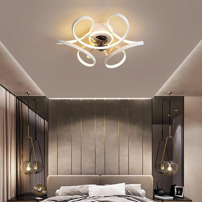 18 Flower Shaped Modern Ceiling Fans Light with Remote Chandelier with Fan