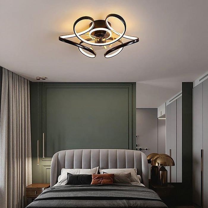 18 Flower Shaped Modern Ceiling Fans Light with Remote Chandelier with Fan