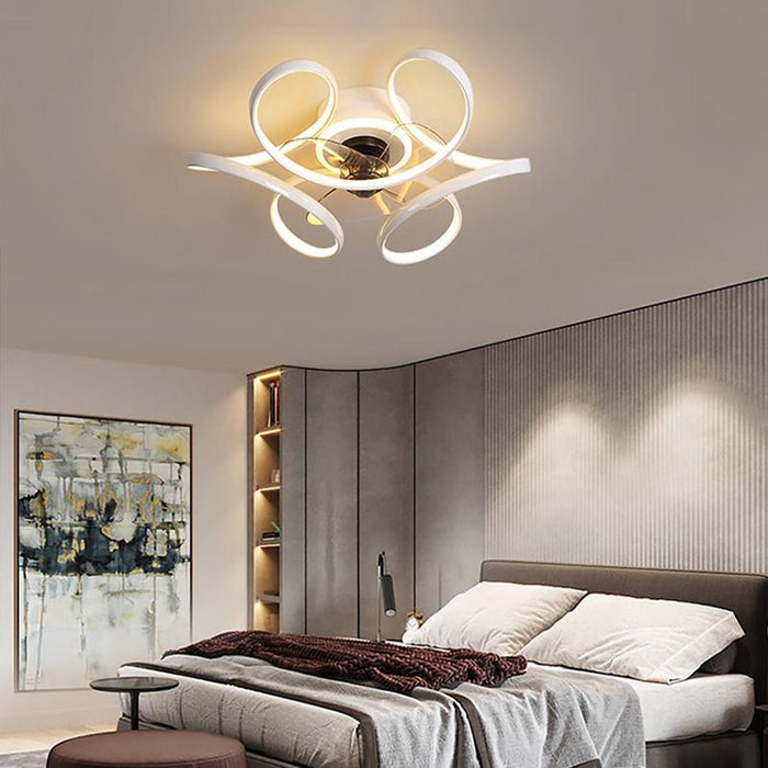 18 Flower Shaped Modern Ceiling Fans Light with Remote Chandelier with Fan
