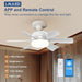 18 in. Bedroom Ceiling Fans with Lights, White Socket Fan Light with Remote APP Control, Small Ceiling Fan for Bedroom Kitchen Dining Room Living Room-4-ErisView