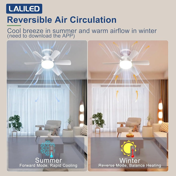 18 in. Bedroom Ceiling Fans with Lights, White Socket Fan Light with Remote APP Control, Small Ceiling Fan for Bedroom Kitchen Dining Room Living Room-5-ErisView