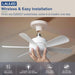 18 in. Bedroom Ceiling Fans with Lights, White Socket Fan Light with Remote APP Control, Small Ceiling Fan for Bedroom Kitchen Dining Room Living Room-6-ErisView