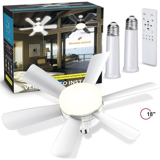 18 in. Bedroom Ceiling Fans with Lights, White Socket Fan Light with Remote APP Control, Small Ceiling Fan for Bedroom Kitchen Dining Room Living Room-1-ErisView