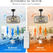 18 in. Black Flush Mount Ceiling Fan for Dining Room Bedroom Kitchen, Modern Caged Ceiling Fan Crystal Fandelier with Light and Remote-5-ErisView