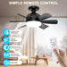 18 in. Black Indoor Outdoor Ceiling Fans with Low Profile Light, Flush Mount Socket Fan with Remote APP Control-2-ErisView
