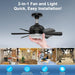 18 in. Black Indoor Outdoor Ceiling Fans with Low Profile Light, Flush Mount Socket Fan with Remote APP Control-3-ErisView