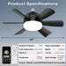18 in. Black Indoor Outdoor Ceiling Fans with Low Profile Light, Flush Mount Socket Fan with Remote APP Control-6-ErisView