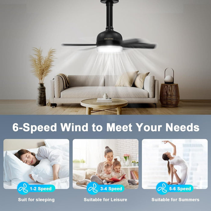 18 in. Black Indoor Outdoor Ceiling Fans with Low Profile Light, Flush Mount Socket Fan with Remote APP Control-7-ErisView