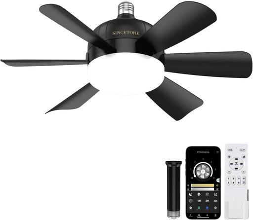 18 in. Black Indoor Outdoor Ceiling Fans with Low Profile Light, Flush Mount Socket Fan with Remote APP Control-1-ErisView