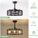 18 in. Caged Ceiling Fan with Light and Remote, Modern Industrial Rustic Farmhouse Ceiling Fans, Reversible Ceiling Fan Summer Winter for Indoor Use-7-ErisView
