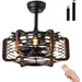 18 in. Caged Ceiling Fan with Light and Remote, Modern Industrial Rustic Farmhouse Ceiling Fans, Reversible Ceiling Fan Summer Winter for Indoor Use-9-ErisView