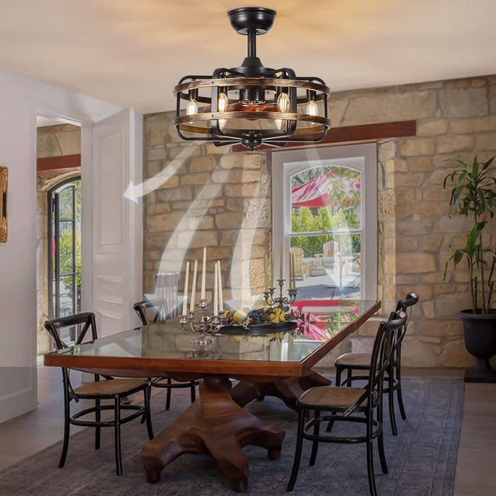 18 in. Caged Ceiling Fan with Remote, Flush Mount Ceiling Fans Chandeliers Fan, Bladeless Vintage Farmhouse Rustic Ceiling Fans with Lights for Bedroom-7-ErisView