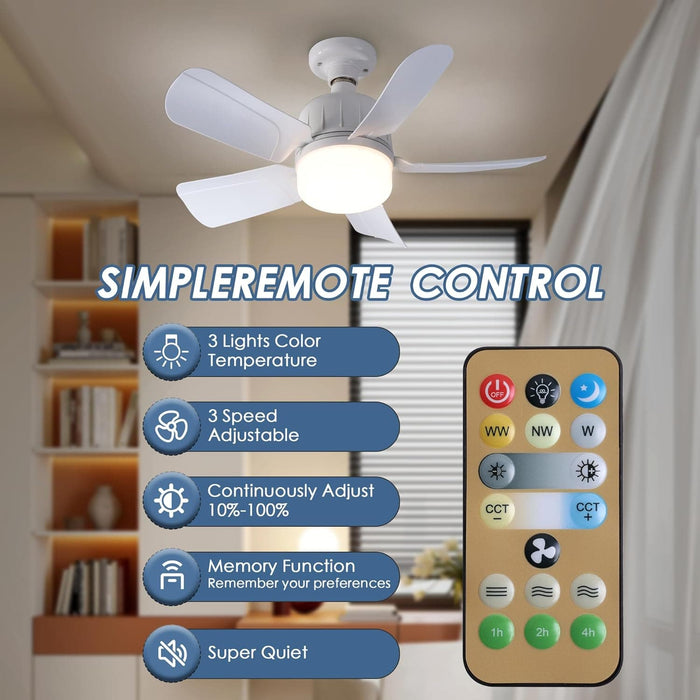 18 in. Ceiling Fan with LED Light and Remote Control, Socket Bedroom Ceiling Fans, Kitchen Fans with Lights, Living Room Fan, Outdoor Fan for Gazebo -2-ErisView