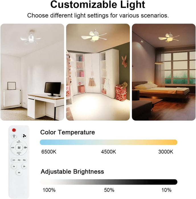18 in. Ceiling Fan with Light, Screw In Small Remote Control Ceiling Fans, Socket Ceiling Fans -4-ErisView