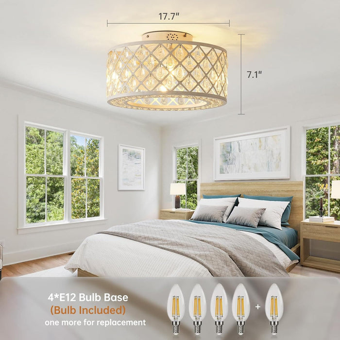 18 in. Crystal Fan Light, Lantern Shaped Industrial Looking Ceiling Fan, Chandelier with Remote Control for Living Room Bedroom Dining Room-5-ErisView