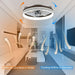 18 in. Flush Mount Low Profile Ceiling Fan with Lights and Remote, Indoor Brown Modern Ceiling Fan Light, 5 Blades Reversible LED Dimmable Ceiling Fan-7-ErisView