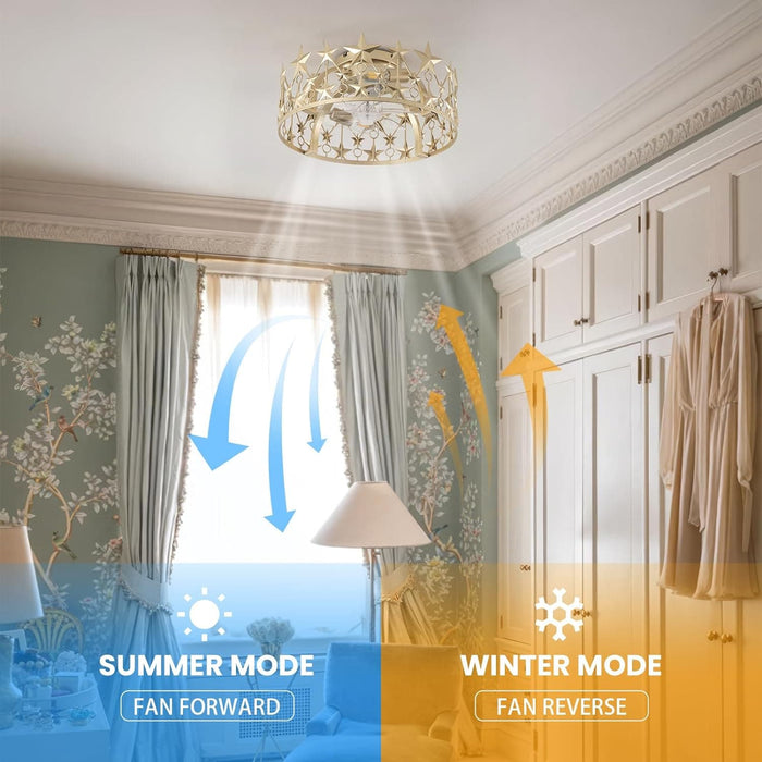 18 in. Gold Ceiling Fan with Lights and Remote Control, Noiseless, Ceiling Fan for Bedroom Living Room Dining Room Nursery Room Kids Room Girl's Room-2-ErisView