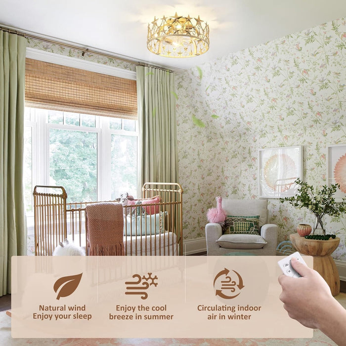18 in. Gold Ceiling Fan with Lights and Remote Control, Noiseless, Ceiling Fan for Bedroom Living Room Dining Room Nursery Room Kids Room Girl's Room-3-ErisView