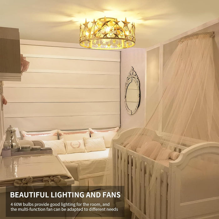 18 in. Gold Ceiling Fan with Lights and Remote Control, Noiseless, Ceiling Fan for Bedroom Living Room Dining Room Nursery Room Kids Room Girl's Room-4-ErisView