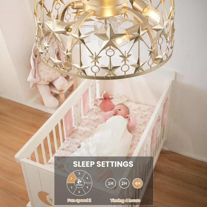 18 in. Gold Ceiling Fan with Lights and Remote Control, Noiseless, Ceiling Fan for Bedroom Living Room Dining Room Nursery Room Kids Room Girl's Room-6-ErisView