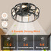 18 in. Small Rustic Bladeless Low Profile Ceiling Fan Light Fixture for Kitchen Living Room, Black Flush Mount Caged Ceiling Fan with Light Remote-2-ErisView