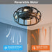 18 in. Small Rustic Bladeless Low Profile Ceiling Fan Light Fixture for Kitchen Living Room, Black Flush Mount Caged Ceiling Fan with Light Remote-4-ErisView
