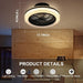 18 in. Smart Bladeless Ceiling fan with LED Light and Remote Control, Semi-Flush Mount LED-RGB Enclosure Ceilig Fan for Living Room Bedroom-ErisView