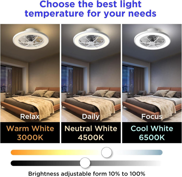 18 in. Smart Ceiling Fan with Alexa Google Assistant APP Control, Ceiling Fan on Low Ceiling with Lights, Dimmable LED RGB Bedroom Ceiling Fans-3-ErisView