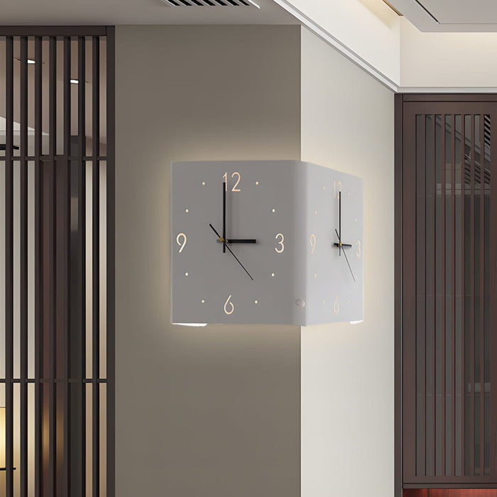 Mute USB Motion Sensor LED Foldable Double Sided Corner Wall Clock