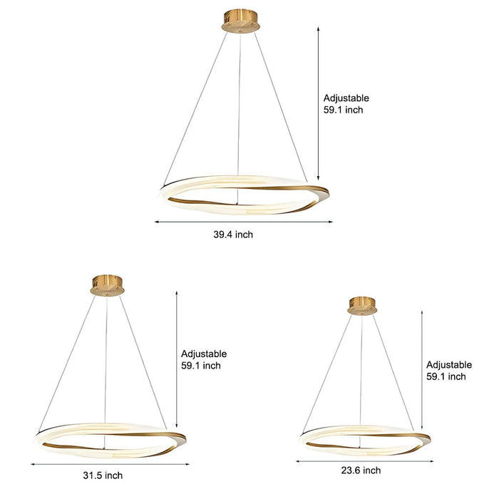 Creative Rings LED Three Step Dimming Oval Luxury Nordic Chandelier