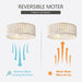 19 in. Beaded Remote Control Ceiling Fan and Light, Bedroom Ceiling Fans, White Reversible Ceiling Fan-2-ErisView