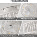 19 in. Beaded Remote Control Ceiling Fan and Light, Bedroom Ceiling Fans, White Reversible Ceiling Fan-4-ErisView