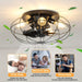 19 in. Black Bladeless Ceiling Fan with Light and Remote Control, Black Industrial Caged Ceiling Fan for Kitchen Bedroom Living Room-ErisView