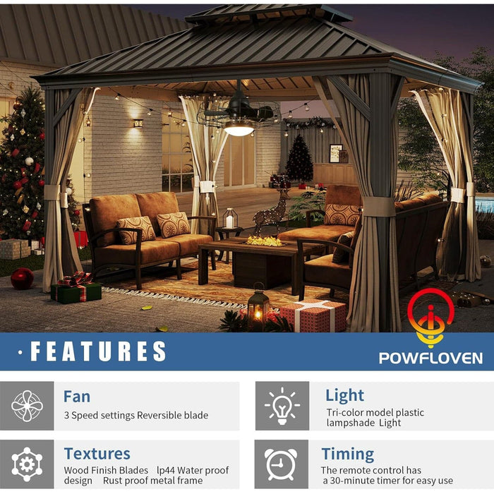 19 in. Vintage Waterproof Outdoor Fans for Pergola, Caged Enclosed Ceiling Fan with Lights, Wet Rated Outdoor Ceiling Fans with Remote for Gazebo Patio-3-ErisView